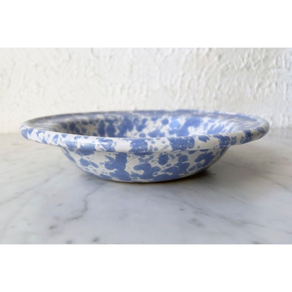 Bennington Potters Morning Glory Pottery Blue Agate Rimmed Soup Cereal Bowl 8.5" - Picture 3 of 6